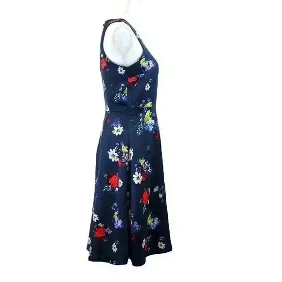 Banana Republic Blue Floral Sleeveless High Neck Fit & Flare Midi Dress Size 4 - Picture 8 of 8